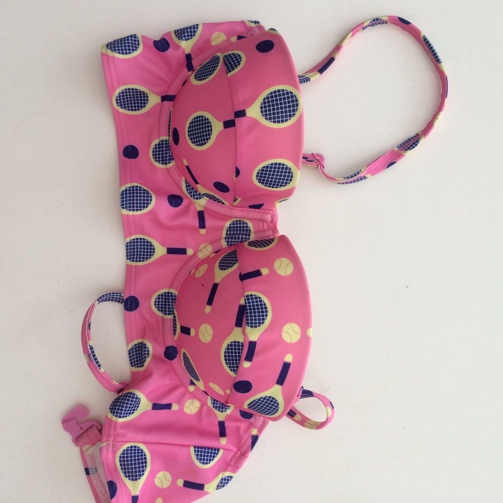 Rare wimbledon TENNIS print bustier bikini top 32c